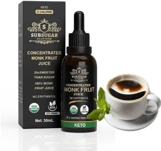 SubSugar Pure Concentrated Monkfruit Liquid Sweetener Drops no Erythritol Made with 100% Monk fruit juice , Zero Glycemic, Zero Calories, Sugar Free, Keto Diet Friendly for Coffee and Snacks Organic by USDA PLAIN, (30ML) Sub Sugar Monk Drops