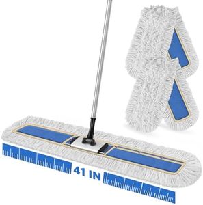 41" Commercial Dust Mop: Large Push Broom Wide Industrial Heavy Duty Hardwood Dry Sweeping Mop with 2 Pads Long Handle for Janitor Indoor Warehouse Gym Cleaning