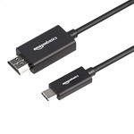 Amazon Basics Premium Aluminum USB-C (Source) to HDMI (Display) Cable Adapter (Thunderbolt 3 Compatible) 4K@60Hz - 3-Foot