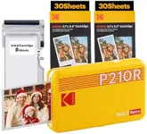 KODAK Mini 2 Retro 4PASS Portable Photo Printer (2.1x3.4 inches) Initial 8 Sheets + 60 Sheets Bundle, Yellow