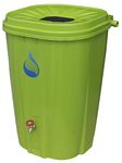 Enviro World EWC-15 55 Gallon Rain Barrel with Brass Spigot and Rain Barrel Kit, Green