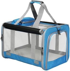 PaWz Pet Carrier Bag Large Cat Carrier Dog Carrier, Collapsible Soft Dog Crate, Portable Dog Crate for X-Large Cats Dogs Puppies Up to 17.5kg, Waterproof Dog Travel Backpack for Indoor Outdoor, Blue