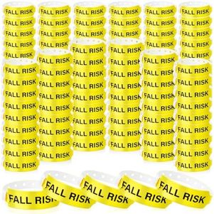 Simgoing 500 Pcs Fall Risk Bracelet Bulk Emergency Alert Wristband with Permanent Snap Closure PVC Medical Bracelets for Men Women Elderly Hospital Patient, Yellow