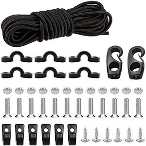 Kayak Deck Rigging Kit 8 Feet Bungee Cord with Bungee Cord Ends Hooks and Tie Down Pad Eye with Screw and 6 J-Hooks for Kayak Boat Canoe Accessory Outfitting Fishing Storage Bungee Kit