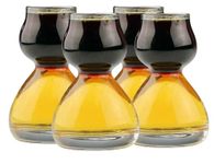 QUAFFER Double Bubble Layered PLASTIC Shot Glass – Clear Chaser Shot Glass Jigger for Smooth Tasty Shots – Fun Unique Split Shot Glasses Barware (Set of 4)