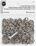 Dritz 2 Open Ring Sides Size 16 Nickel Includes Snaps & Tool Fasteners, 7/16", 60 Sets