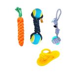 Foodie Puppies Durable Cotton Rope Chew Toy - (4 in 1 Combo) | Chewing, Playing, Teething, and Training for Small to Medium Size Dogs and Puppies (Color May Vary)