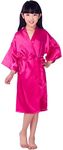 EQIQU Kids Girl's Silky Satin Kimono Robe for Spa Wedding Birthday Party Child Children's Gifts Rose 10