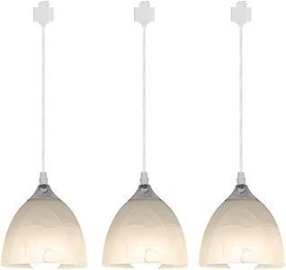 Kiven 3-Lights H-Type Track Light, Dimmable Track Mount Pendant Lighting Fixtures w/Frosted White Finish Glass Shade