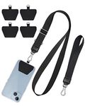 Phone Lanyard, SHANSHUI Adjustable Phone Lanyard Crossboy Neck Phone Strap Compatible for All Most Smartphones, Black +4 Pcs Pads