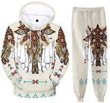 SIAOMA Native American Hoodie Sweatpant Suit Indians 3D Tracksuit Unisex Sweatshirt Pants Set(White Arrow,XX-Large)
