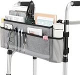 EXLIFBAG Walker Basket, Folding Walker Bag with Cup Holder, Walker Accessories for Seniors, Gray