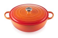 Le Creuset Signature Enamelled Cast Iron La Marmite Casserole Dish With Lid, 32 cm, 6.9 Litres, Volcanic, 21114320900430