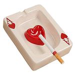 Fashion Poker Style Ceramics Ashtray for Indoor or Outdoor Use Tray for Cigarettes, Cigars and Smoking Home Office Decoration Fancy Gift for Men Women (A)