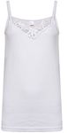 Maria Angel Ladies Plain Camisole Cotton Vest Top Lace Trim Neck Design Cami Tank Strappy (1000) (XXLarge 18-20, White)