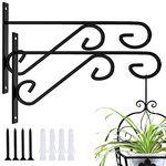 ZEECER Hanging Basket Bracket, 12-inch Heavy Duty Hanging Basket Brackets Outdoor, Rust-Proof Metal Hanging Basket Hooks Wall Brackets for Hanging Basket Plants Flowers Lanterns Bird Feeders 2 Pack