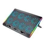 CLAW Iceberg F4 RGB Laptop Cooling Pad with 8 Motor Fans, 7 Adjustable Height with LCD Screen | Black