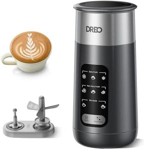 DREO 8-in-1 Milk Frother, Electric Stainless Steel Frother for Latte Art Microfoam and Coffee, 9oz/270ml Warm and Cold Foam Automatic Frothers, LED, Easy to Clean
