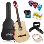 Ashthorpe 38-inch Beginner Acoustic Guitar Package (Natural), Basic Starter Kit w/Gig Bag, Strings, Strap, Tuner, Pitch Pipe, Picks