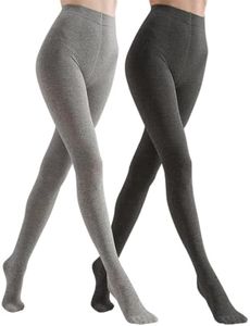 TOCONFFON Women's Winter Leggings Warm Opaque Tights Stretchy Pantyhose 140 Denier(Footed Light Grey&Black 2 Pairs,One Size)