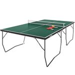 SPORTNOW 9ft Folding Table Tennis Table, Portable Full-Size Tennis Table with Eight Wheels, Two Bats, Three Balls, Green