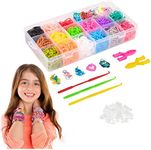 AUTHFORT 3800 + Multi-Color Rubber Bands Refills Set Bracelet Making Kits Loom Bands Kit Loom Included for Kids Bracelet Weaving DIY Crafting