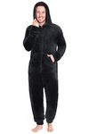 CityComfort Onesies for Men and Teens, Loungewear Fleece Pyjamas Men All in One Jumpsuit Nightwear (Black, L)