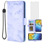 Asuwish Compatible with LG Stylo 4 Case and Tempered Glass Screen Protector Card Holder Slot Kickstand Marble Wallet Phone Covers for Stylo4 Plus LGstylo4 Sylo4 Style 04 4+ Q Stylus Alpha Stlo4 Purple