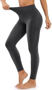 SOLUNSO Compression Leggings with Pocket for Women - High Waist Tummy Control Workout Running Yoga Pants Sculpting Gym Fitness Grey M