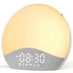 ecozy Sunrise Alarm Clock, White Noise Machine, Bluetooth Sync, 26 Sound, 17 Night Lights, Upgraded Backlit Button, Sunrise/Sunset Simulation, AC-Powered, Wake Up Light for Heavy Sleeper, Elderly, Kid