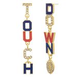 Madison Tyler Football Dangle Earrings for Women | TOUCHDOWN Drop Earrings | Sports Lover Post Earrings | Football Mom | Football Team Gifts for Women Girls Jewelry, Zinc, Rhinestone