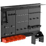 TORACK Metal Pegboard Wall Organizer 4ft Wide, Pegboard System for Garage with Accessories and Wall Mount Storage Bins, Shelves and Paper Towel Holder, Pegboard Kit for Workbench, Shop, Shed(Black)
