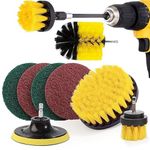 VAIDUE Drill Scrubber Brush 8pcs Set, Scrub Brushs Attachment Set Power Scrubber Cleaning Pads for Bathroom Surfaces, Kitchen, Pool, Flooring, Car, Shower, Grout, Tile (Without Drill Machine)