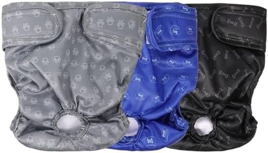 3 Packs Dog Nappies, Adjustable Design Washable Reusable Dog Diapers Puppy Sanitary Wraps Panties for Female Pet Incontinence and Long Travels 25-35 cm/9.8-13.7 (S)