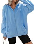 Zeagoo Women's Full Zip Up Hoodie Long Sleeve Hooded Sweatshirts Pockets Jacket Coat for Women Sky Blue