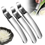 Shred Silk The Knife, Stainless Steel Finger Guard Green Onion Cutter Shred Silk Knife Set, Multifunctional Vegetable Shredder for Kitchen, Kitchen Safe Steel Slicing Tool (3)