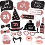 Zyozique 20PCS 21st Birthday Photo Booth Props,21st Birthday Party Decoration, 21st Birthday Pose Sign Black Gold 21st Birthday 21th Wedding Anniversary Party Supplies (21th, Photo Props)