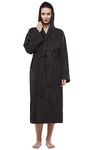 Arus Women's Hooded Classic Bathrobe Turkish Cotton Robe, Black, X-Small