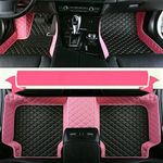 BACKFIVE Customize Automotive Floor Mats Luxury Leather fits 96% Cars, SUVs and Trucks Car Mats (Pink Black)