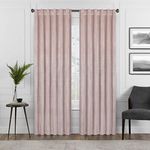 ECLIPSE Harper Velvet Rod Pocket Curtains for Bedroom, Single Panel, 50 in x 84 in, Blush