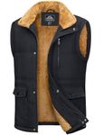 Men's Winter Warm Outdoor Padded Hunting Vest Outwear Puffer Vest Fur Vest Thick Fleece Lined Sleeveless Jacket Casual Coats