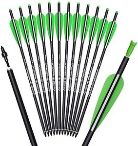 Crossbow Bolts Carbon Arrows 20 Inch Hunting Archery Bio Crossbow Arrows with Moon Nocks 100 Grain Removable Tips (Pack of 12)