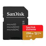 SanDisk 256GB Extreme microSDXC UHS-I Memory Card with Adapter - Up to 160MB/s, C10, U3, V30, 4K, A2, Micro SD - SDSQXA1-256G-GN6MA