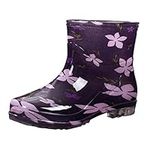 TIEVOSA rain Boots Womens WoTop Rubber Baby Boots Water Women Rain Boot PVC Rainproof Shoe (Purple, 7.50)