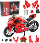 BDTCTK 1:12 Ducati Take Apart Motorcycle Toy for Kids Boy Girl and Adult, Assembly Toy Model Car, Building Motorbike Toy Developmental Kids Toy Car, Gift Red.