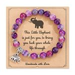 Aunis Elephant Gifts for Women Purple Natural Stone Bracelet Good Luck Gifts for Friends Women Girls for Christmas Birthday