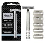 WILKINSON SWORD - Double Edge For Men | Premium Stainless Steel Safety Razor | Razor Handle + 5 Blade Refills