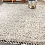 JONATHAN Y MCR100D-8 Mercer Shag Plush Tassel Indoor Area Rug, Contemporary, Modern, Mid-CenturyModern Easy Cleaning, Bedroom, Kitchen, Living Room, Non Shedding, Cream, 240 cm X 300 cm