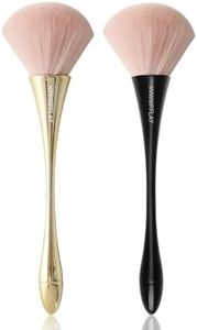 HYWWPFLAY 2Pcs Nail Dust Brush Acrylic Brush Cleaner Nail Brushes for Cleaning Dust Dip Powder Brush Large Makeup Brush Blush Brush Nail Clean Up Brush Manicure Brush Nail Art Tools (Gold+Black)