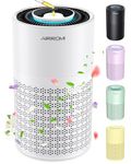 AIRROMI Air Purifier for Bedroom with HEPA 3-in-1 Filter, Pet Air Purifier for Home Cat Pee Smell, Covers Upto 990 Ft², Quiet 360°intake Air Cleaner for pet hair,allergies,pollen,Smoke，A2001 White